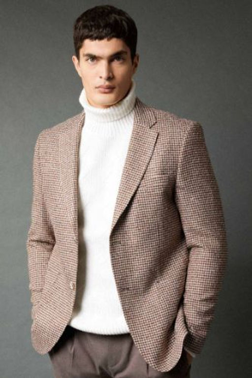 Modern Fit Ceket Yaka Desenli Dugmeli Astarl? Blazer Ceket