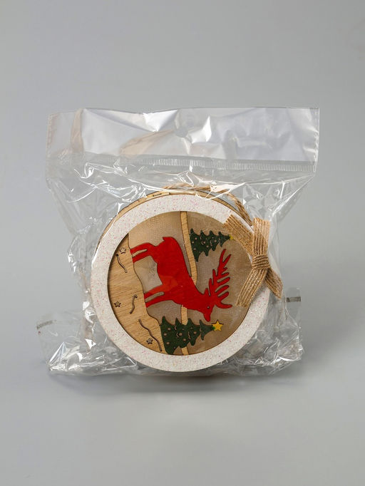 Ёлочная игрушка Шар с оленёнком, 10х10х3 см, от батареек, свечение тёплое белое - Luazon lighting фото 6