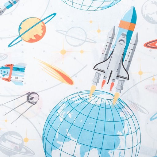 Постельное бельё Этель 1,5 сп Ракеты, 143х215 см, 150х214 см, 50х70 см -1 шт, 100% хлопок, бязь  фото 4