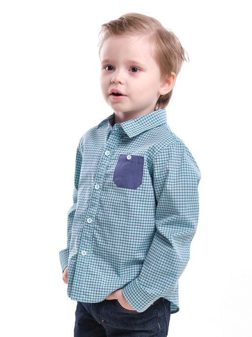 Рубашка нарядная в клетку UD 3990 бирюза - Mini maxi фото 6