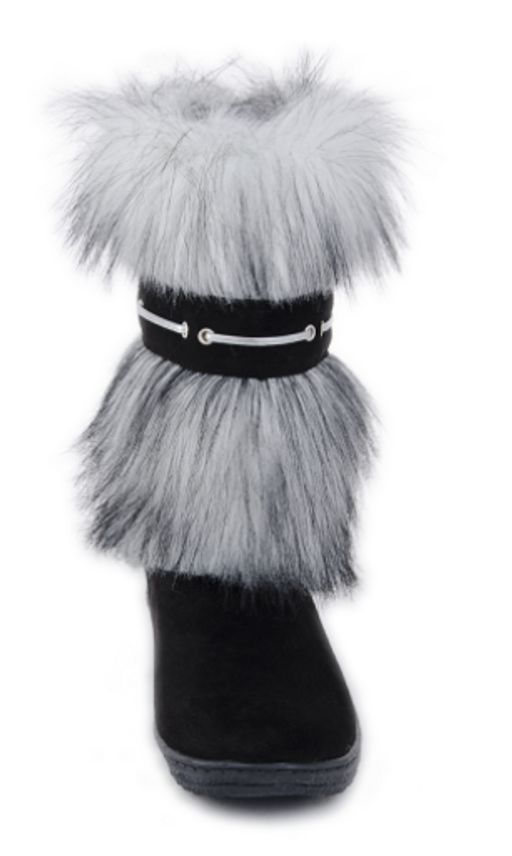 Унты женские на литой подошве. Черные. Мех песец - Roshva фото 7