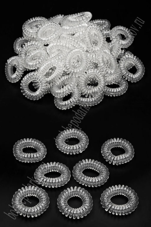 Резинки-пружинки для волос 3,5 см (100 шт) SF-7807, прозрачный №1