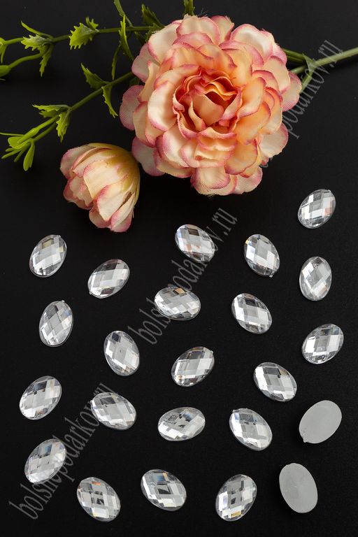 Стразы граненые 10*14 мм, овал (100 шт) SF-1608, серебро