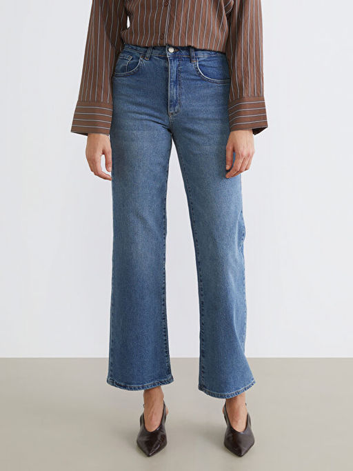 Wideleg Kad?n Jean Pantolon