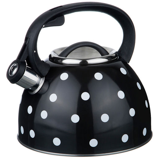 Чайник 2,5л нержавеющая сталь HR732-1 черный в белый горох OLS-001-5