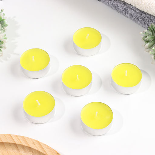 Цена за 2 шт. Набор свечей ароматических чайных «Лимон», 3.8×1.6 см, 3.5 ч, 12 г, 6 шт.