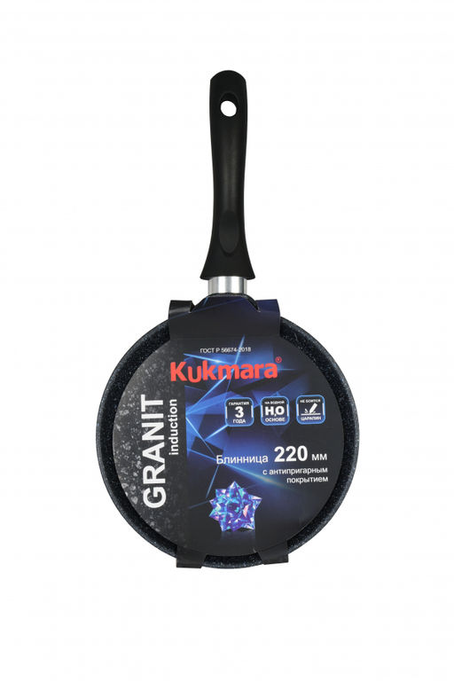 ЛА_АП_GRANIT INDUCTION (black) Сковорода блинная 220мм, индукция, арт GB21122i