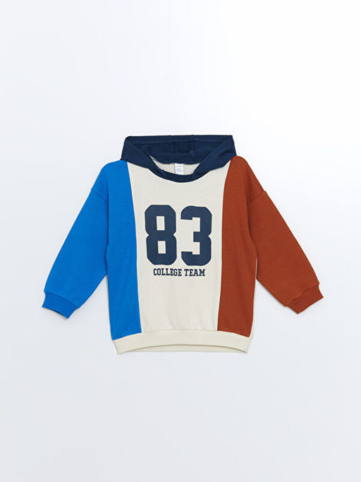 Kap??onlu Bisiklet Yaka Bask?l? Erkek Bebek Sweatshirt ve E?ofman Alt 2li Tak?m - Waikiki фото 2