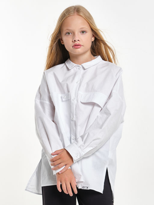 Рубашка для девочки подросткам школьная форма оверсайз UD 7953 белый - Mini maxi фото 10