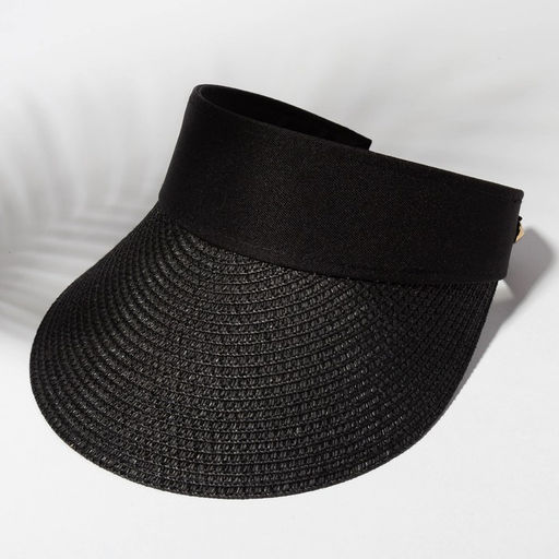 Козырёк женский плетёный MINAKU на липучке, чёрная, размер 56-58