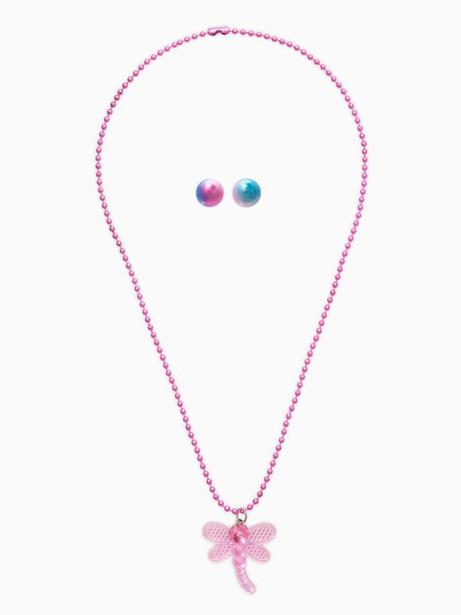 Цена за 2 шт. Набор детских украшений "Выбражулька" стрекоза, 2 предмета: кулон, пусеты, цвет розовый