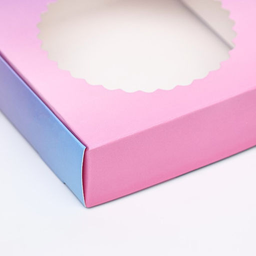 Цена за 3 шт. Коробка сборная с окном, «Розовая - голубая», 11.5×11.5×3 см