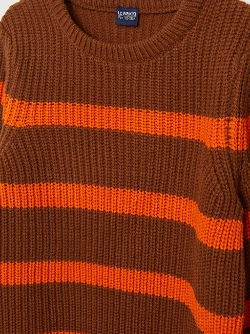 Bisiklet Yaka ?izgili Uzun Kollu Erkek ?ocuk Triko Kazak - Waikiki фото 3