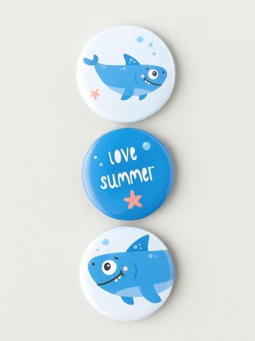 Набор значков 3 шт. iLikeGift Shark "LOVE SUMMER"