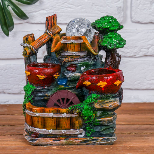 Фонтан настольный «Горка с ручейками», 13×16×20 см, с подсветкой