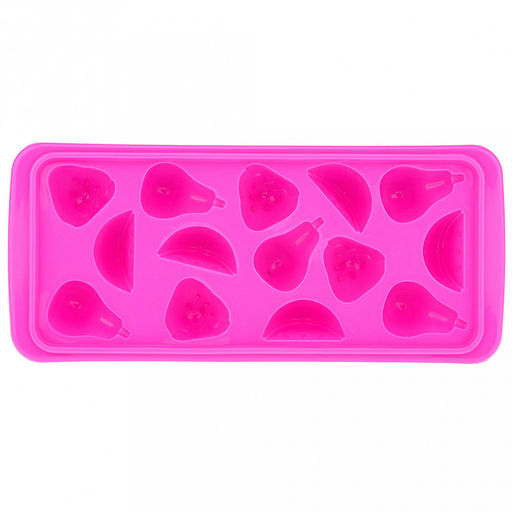 Форма для льда пластмассовая (мармелада) "Фрукты - 14 штук" 25х11см h3см, цвета в ассортименте: белый, светло-розовый, сиреневый, голубой, в п/эт пакете (Китай)