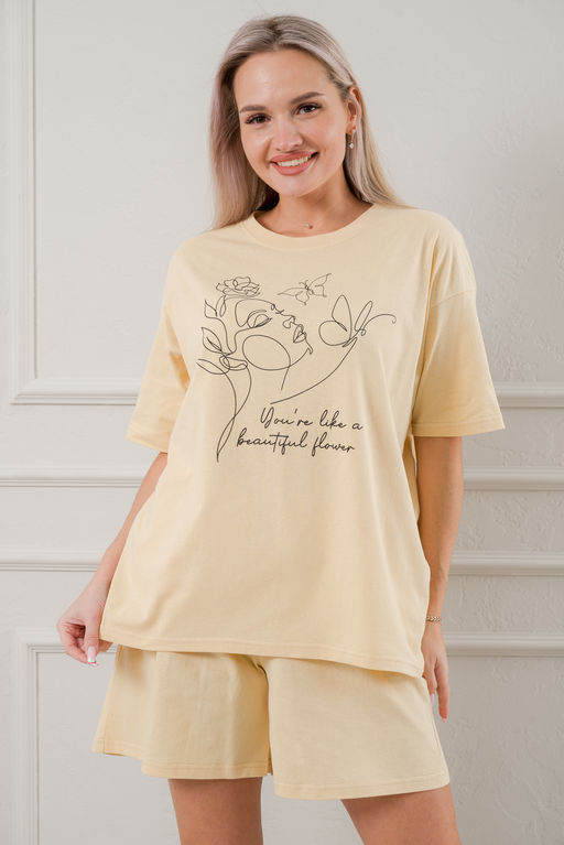 Пижама женская из кулирки Дива крем