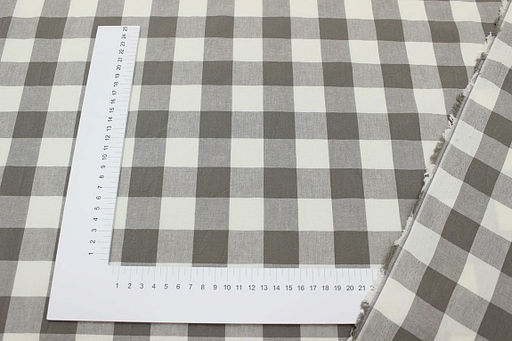 Вареный (стираный) хлопок Клетка (2.9*3.0см) цв.серо-кофейный, ш.2.5м, хлопок-100%, 125гр/м.кв - Купава фото 2