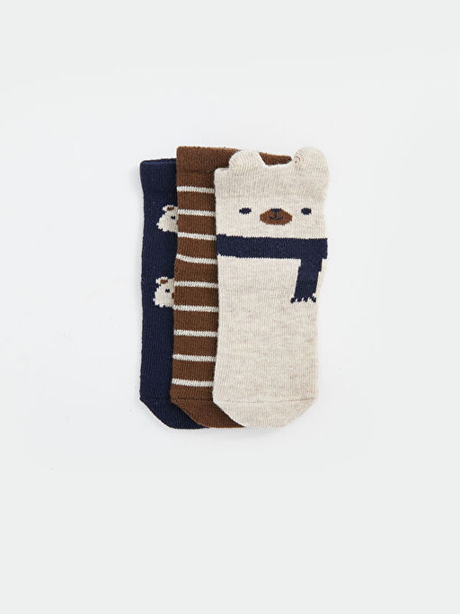 Bask?l? Erkek Bebek Soket ?orap 3l? - Waikiki фото 2