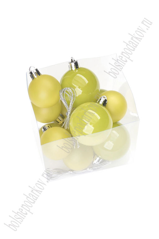 Набор новогодних шаров микс (12 шт) SF-8001, фисташковый №5