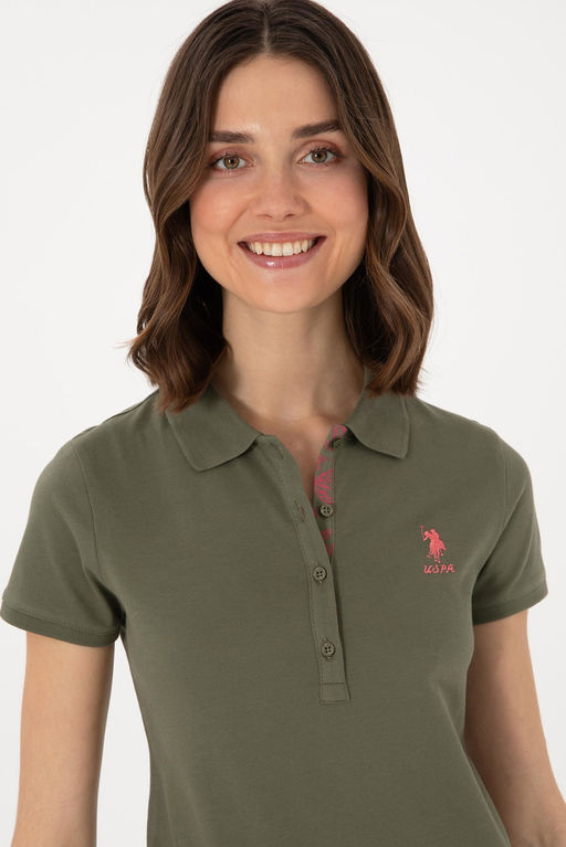 Kad_n Koyu Haki Basic Polo Yaka Ti__rt Sepette S_rpriz _ndirim - U.s. polo assn фото 2