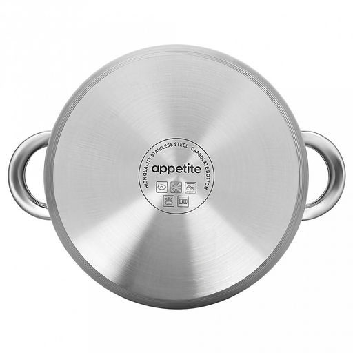 Кастрюля из нержавеющей стали "Rondy" 5,0л, д19см, h13,5см, s0,5мм, дно s3мм, стеклянная крышка, пятислойное дно, подарочная коробка, "Appetite" (Китай)