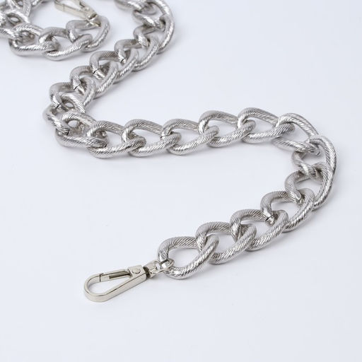 Цена за 2 шт. Цепочка для сумки, с карабинами, металлическая, ребристая, 27?20 мм, 60 см, цвет серебряный