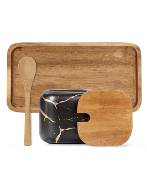 Набор для специй на подносе 4пр (2 баночки, 2 ложки) - SIJ фото 4