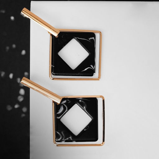 Серьги ассорти «Иллюзия», цвет чёрный в золоте