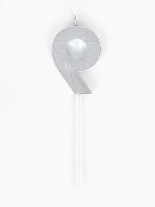 Цена за 3 шт. Свеча для торта «Элемент», цифра 9, серебро