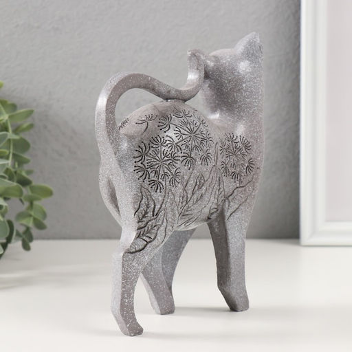 Фигурка полистоун «Серая кошечка с узорами», 5.5×14×17.5 см