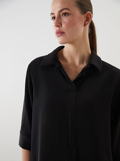 G?mlek Yaka Oversize Kad?n Bluz