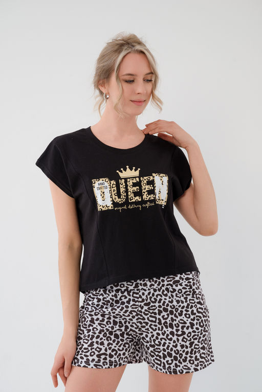 Пижама женская из футболки и шорт из кулирки Сафари белый - Амадэль фото 9