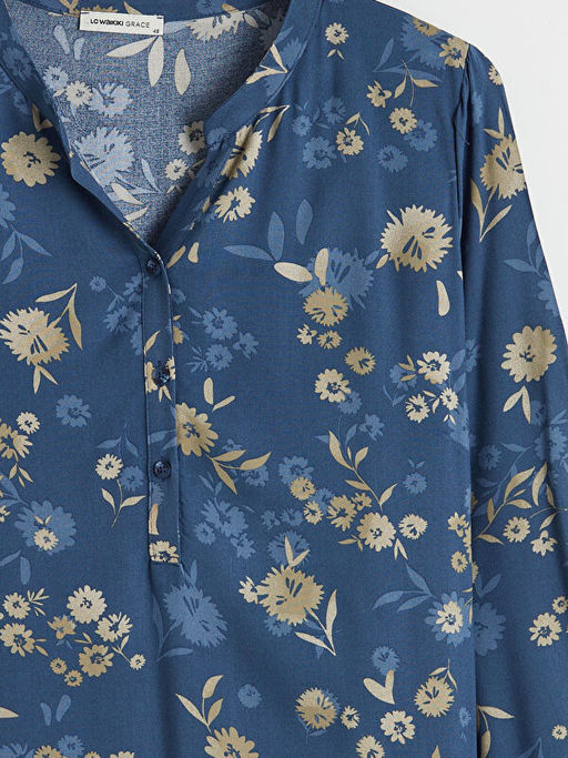 Ka??k Yaka ?i?ekli Bluz