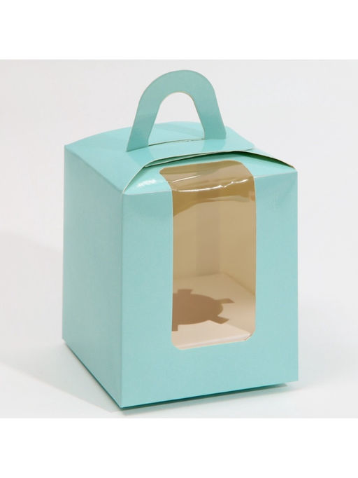 Цена за 5 шт. Коробка для капкейков, кондитерская упаковка, 1 ячейка «Голубой», 9×9×11 см