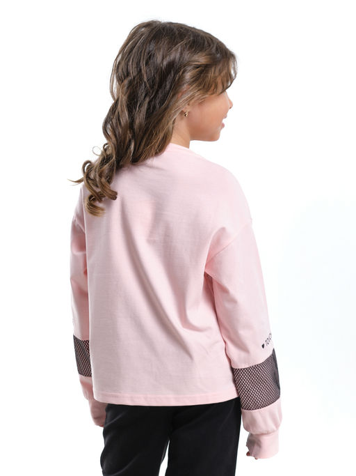 Лонгслив для девочки с принтом UD 7897 крем-розовый - Mini maxi фото 3