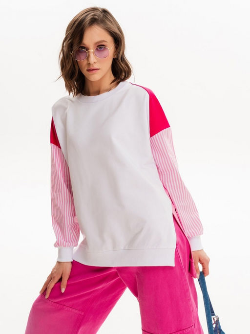 Свитшот с хлопковыми рукавами в полоску 90.2.1 - Sahar art lab фото 6