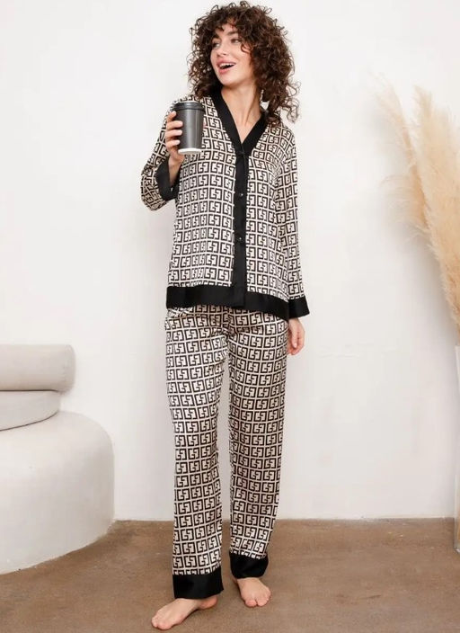 K11029 Костюм домашний: рубашка и брюки ЧЕРНЫЙ