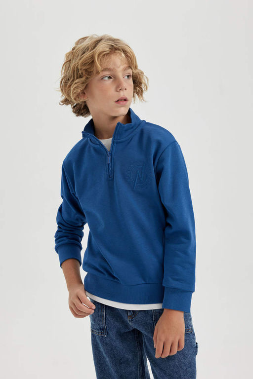 Новый свитшот стандартного кроя для мальчиков с полуводолазкой - Defacto фото 7