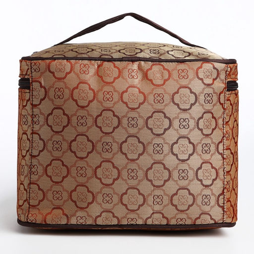 Косметичка на молнии, с зеркалом, с карманом, бежевая