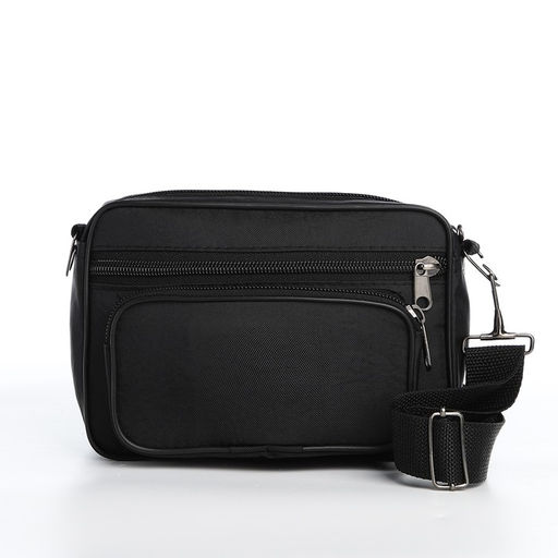 Сумка мужская через плечо, Sacvoyage на молнии, 3 наружных кармана, 20×8×13 см, чёрная