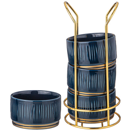 НАБОР САЛАТНИКОВ LEFARD HERBAL НА МЕТАЛЛ. ПОДСТАВКЕ 4 ШТ. 9*5 СМ 230 МЛ СИНИЙ  фото 2