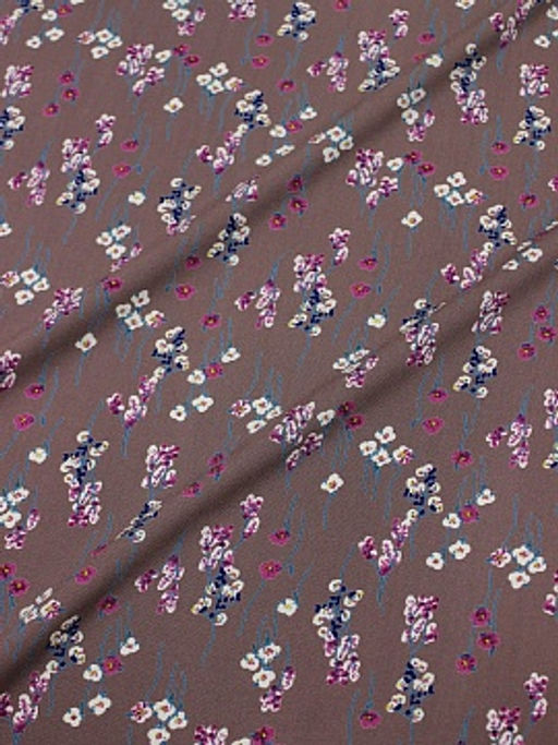 Штапель Премиум Цветочный ручеек цв.коричнево-лиловый, ш.1.44м, вискоза-100%, 120гр/м.кв - Купава фото 6