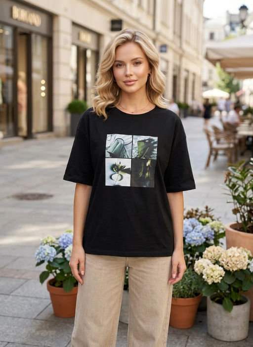 K13533 Футболка OVER SIZE (хлопок) ЧЕРНЫЙ