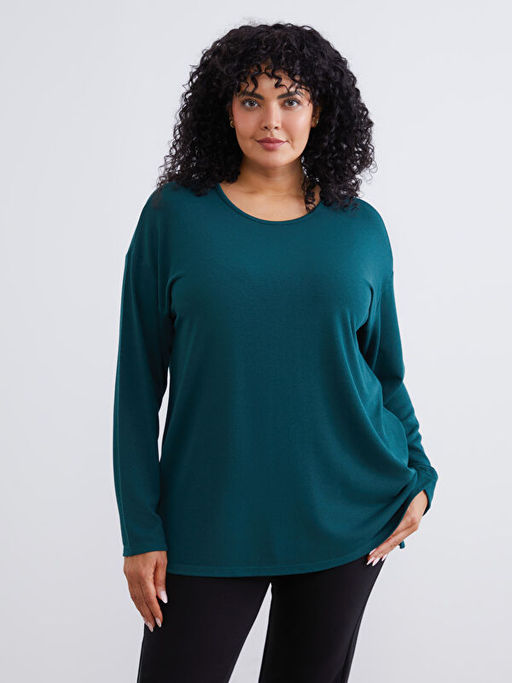 B?y?k Beden Bisiklet Yaka Oversize Kad?n Ti??rt