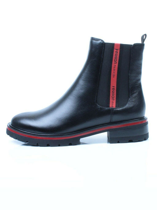 01-C1203-21R100M-1BLACK Ботинки демисезонные женские (натуральная кожа, байка)