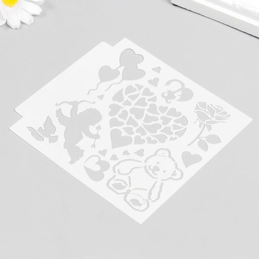 Цена за 3 шт. Трафарет для творчества «Любовь», пластик, 13×13 см