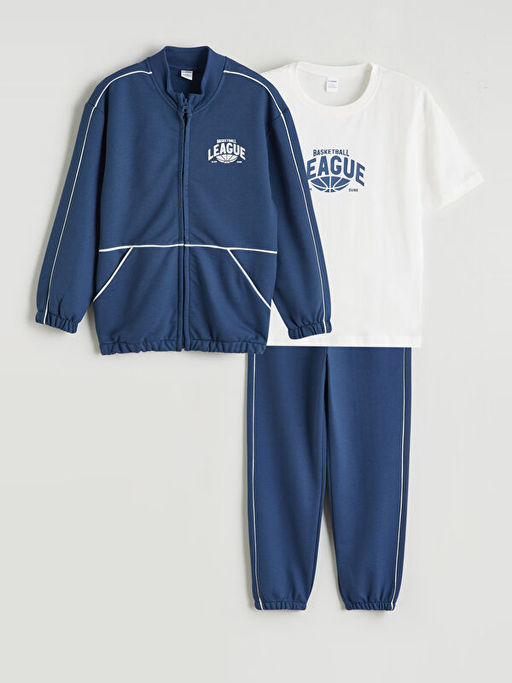 Erkek ?ocuk	Ti??rt, Fermuarl? Sweatshirt ve E?ofman Alt