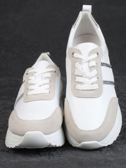 05-PDE40-2 WHITE/BEIGE Кроссовки женские (натуральная кожа, натуральная замша) - Фабричный китай фото 10