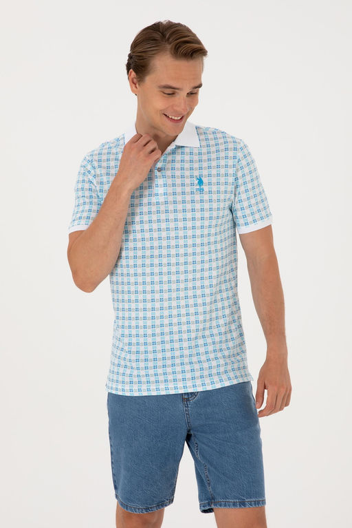 Erkek Regular Fit Polo Yaka Turkuaz Desenli Ti__rt Sepette S_rpriz _ndirim - U.s. polo assn фото 3